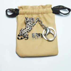 EFFY Jewelers Silver Leopard Rhinestone Keychain